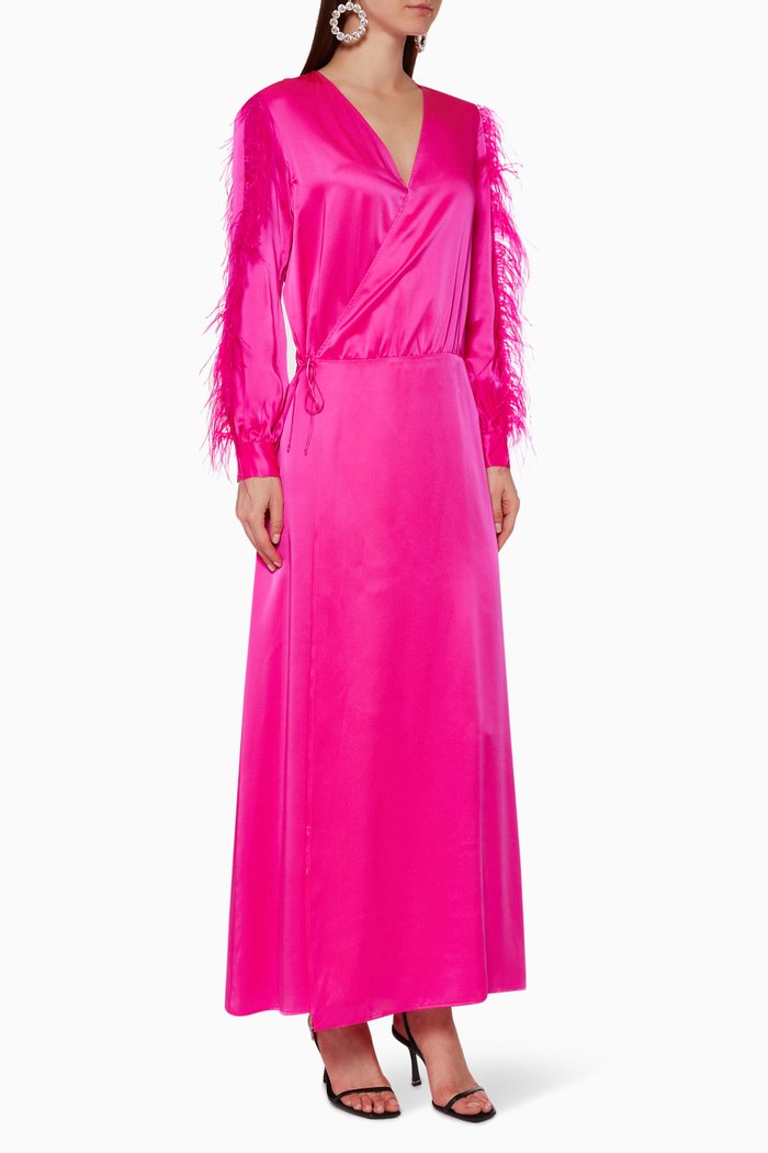 

Drew Silk Wrap Dress, Pink