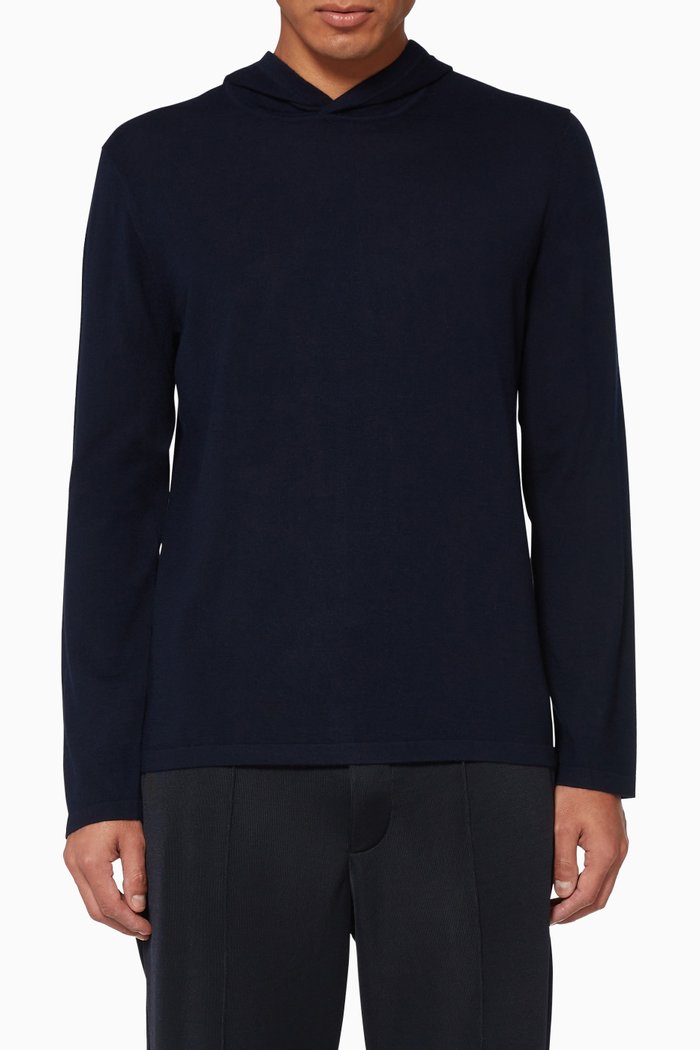

Wool-Cashmere Pullover Hoodie, Blue