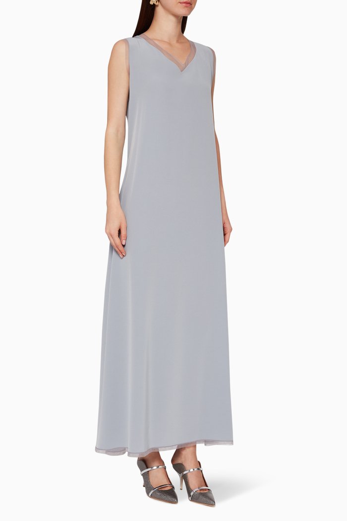 

Sleeveless Satin Inner Dress, Grey