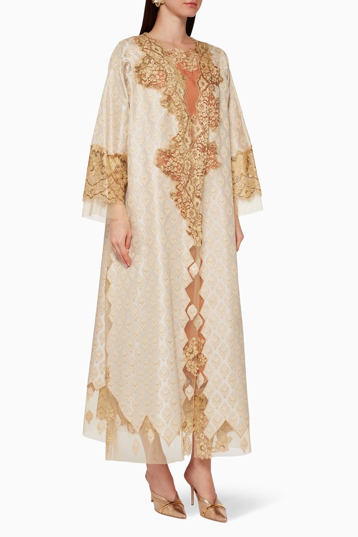 

Crepe & Lace Jalabiya, Gold