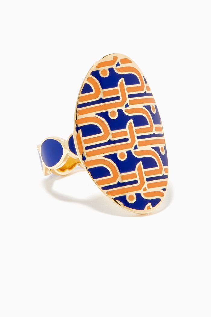 Nasj Hobb/Love Enamel Ring, Yellow