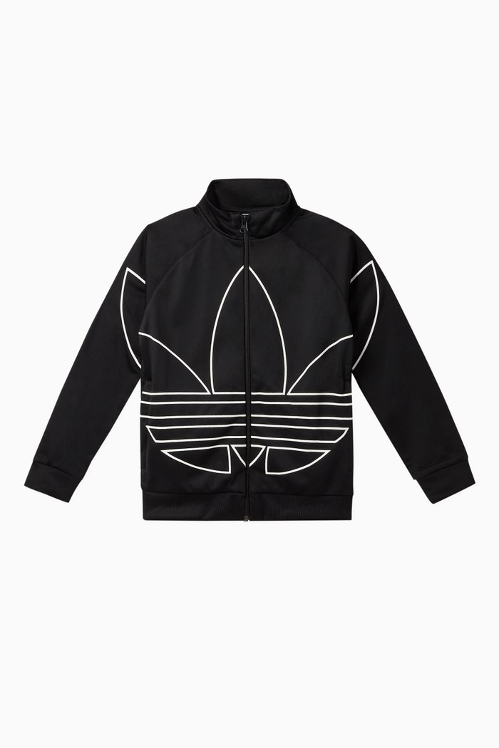Large Trefoil Outline Track Top, Black