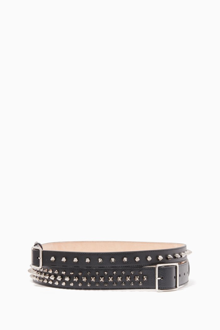 

Studded Leather Double Belt, Black
