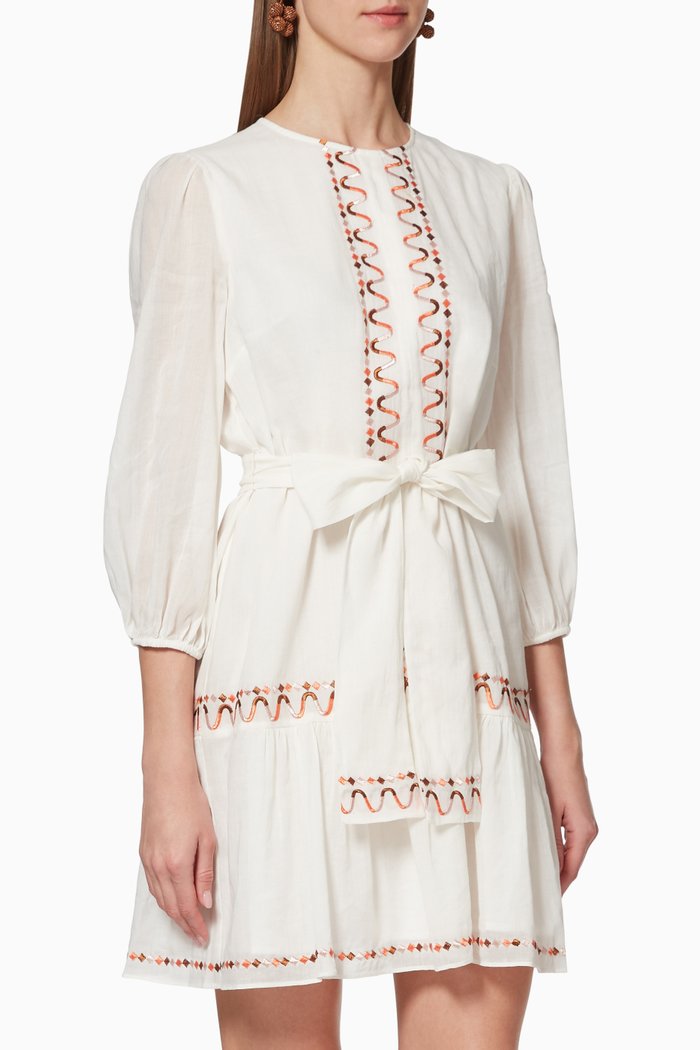 

Embroidered Cotton Dress, White