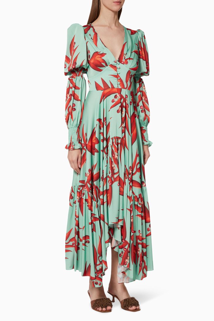 

Floral Print Crepe Maxi Dress, Blue