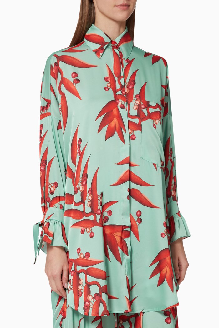 Floral Print Crepe Tunic, Blue