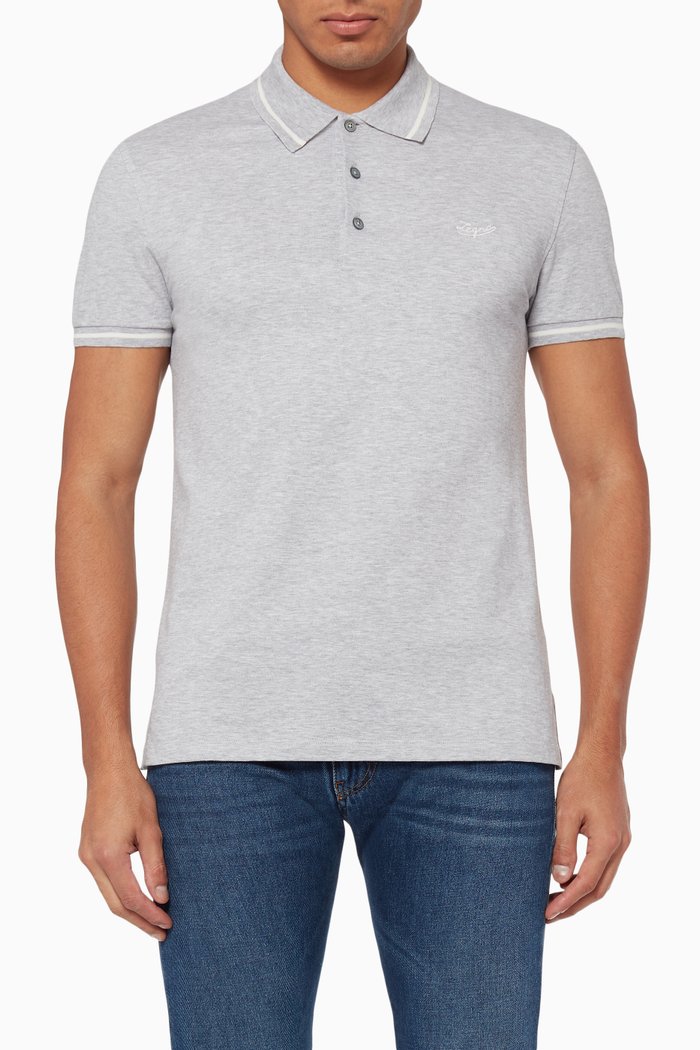 

Logo Embroidery Jersey Polo Shirt, Grey