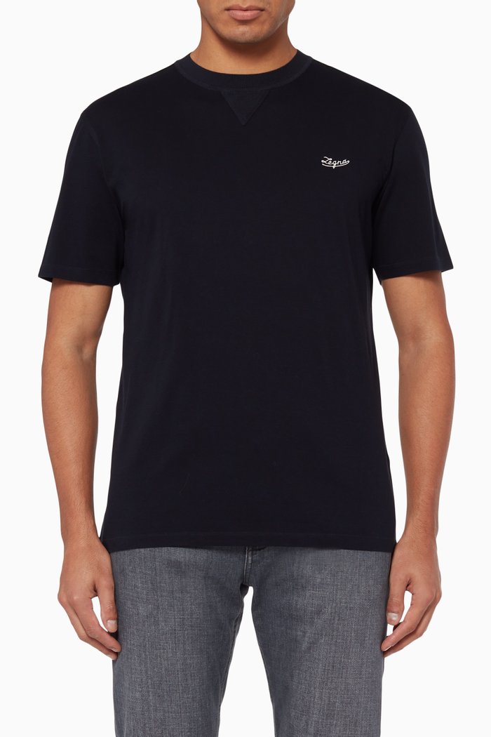

Embroidered Logo Jersey T-Shirt, Blue