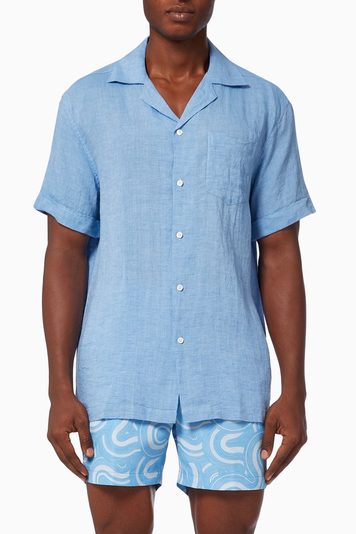 

Thomas Shirt in Linen, Blue