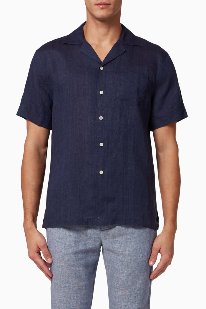 

Thomas Shirt in Linen, Blue