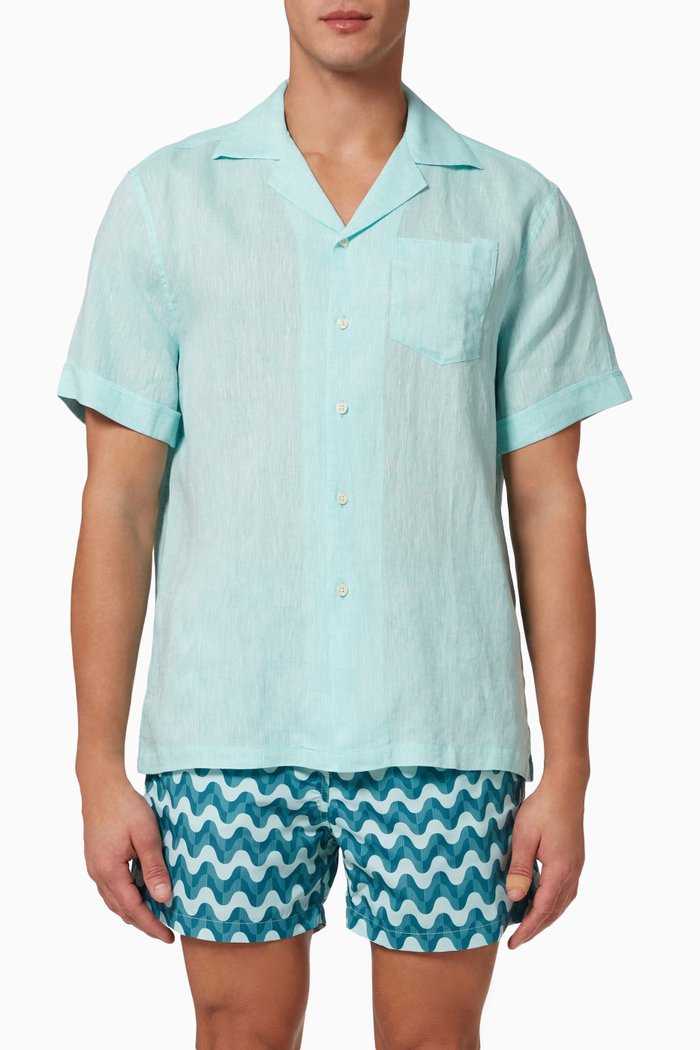 

Thomas Shirt in Linen, Blue