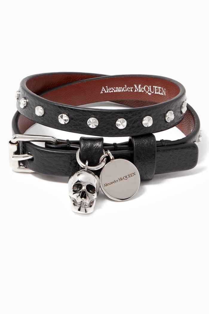 

Double Wrap Leather Bracelet, Black