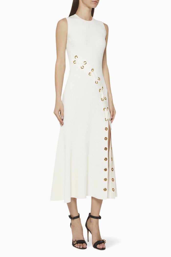 

Eyelet Knitted Midi Dress, White