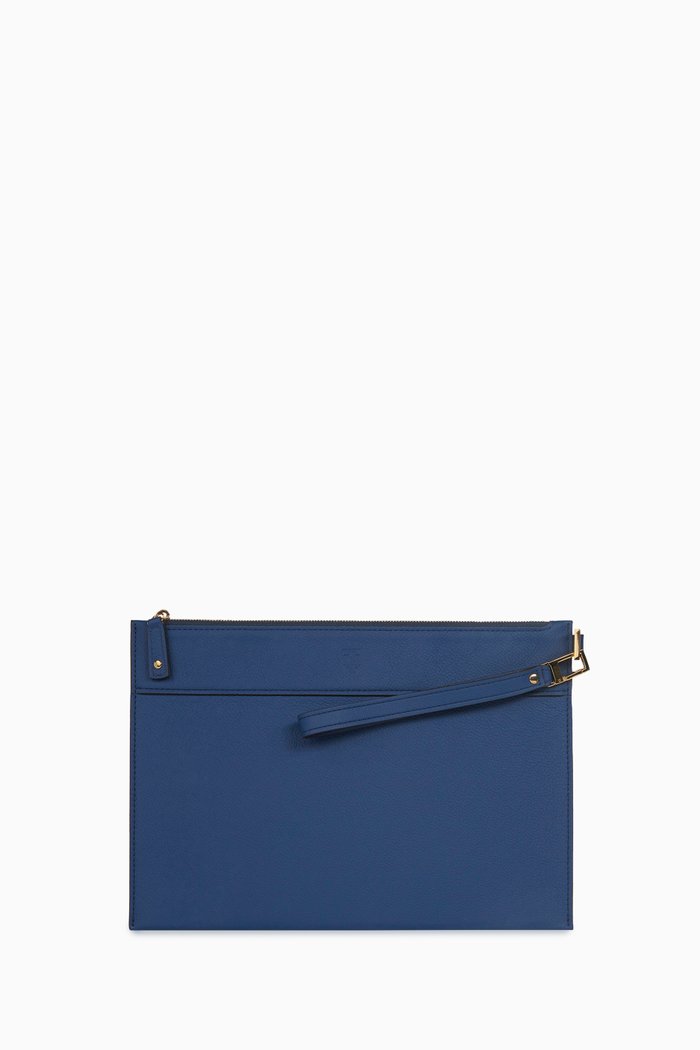 

Medium Nomad Leather Pouch, Blue