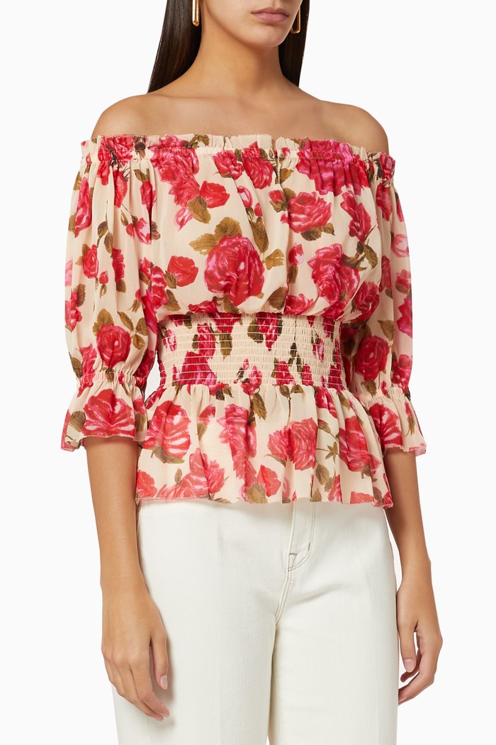 Aubriella Floral Print Top, Multicolour