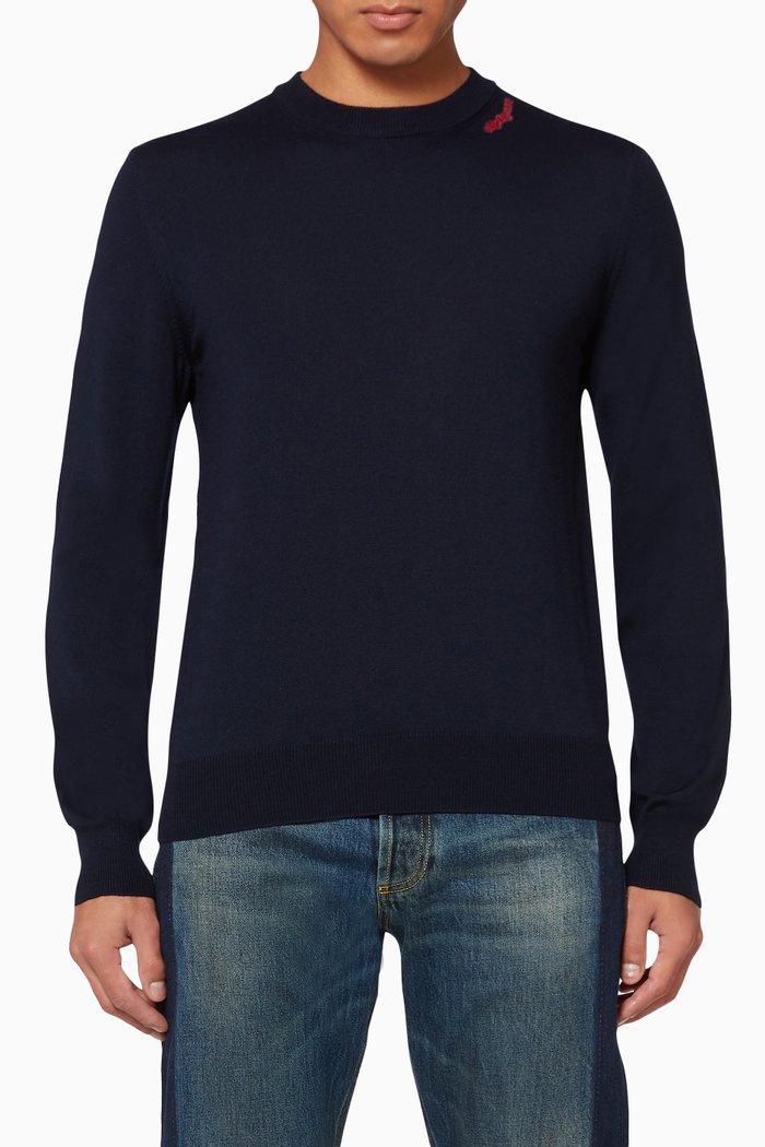 McQueen Wool Knit Sweater, Blue