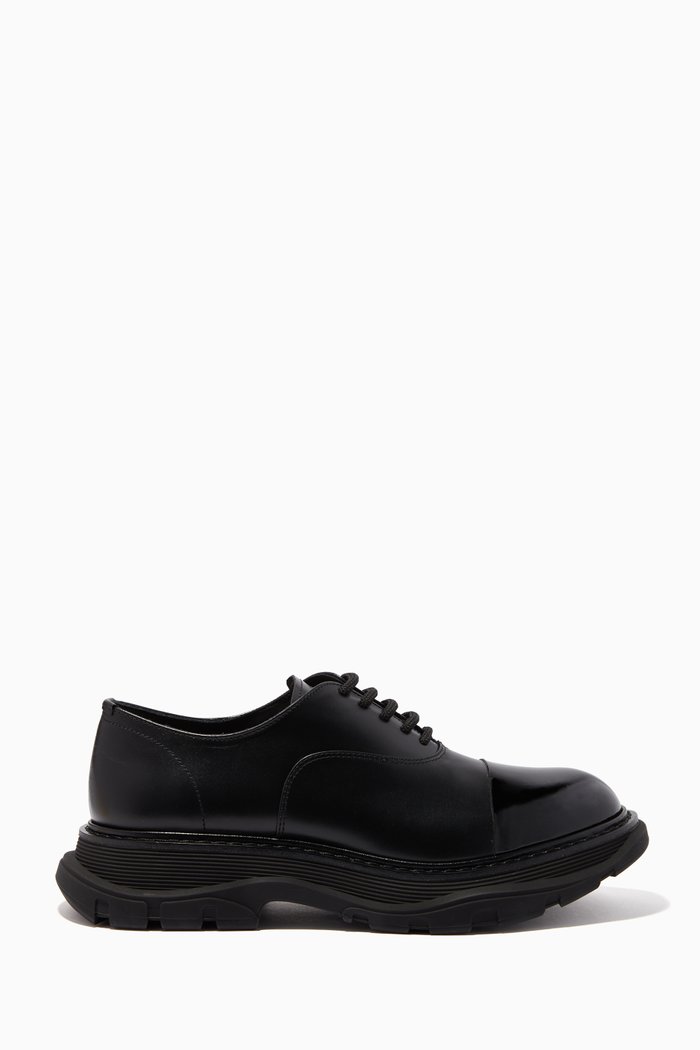 

Tread Leather Derby Shoes, Black