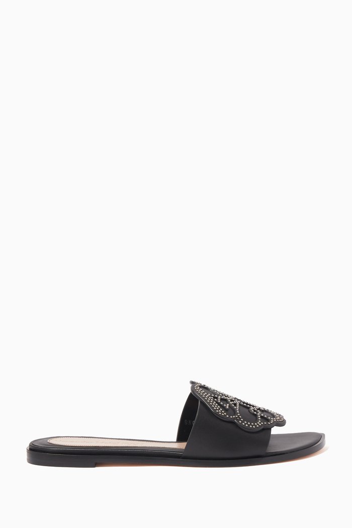 

Studded Leather Sandals, Black