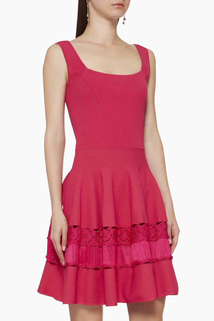 

Engineered Ribbed Knit Dress, Pink