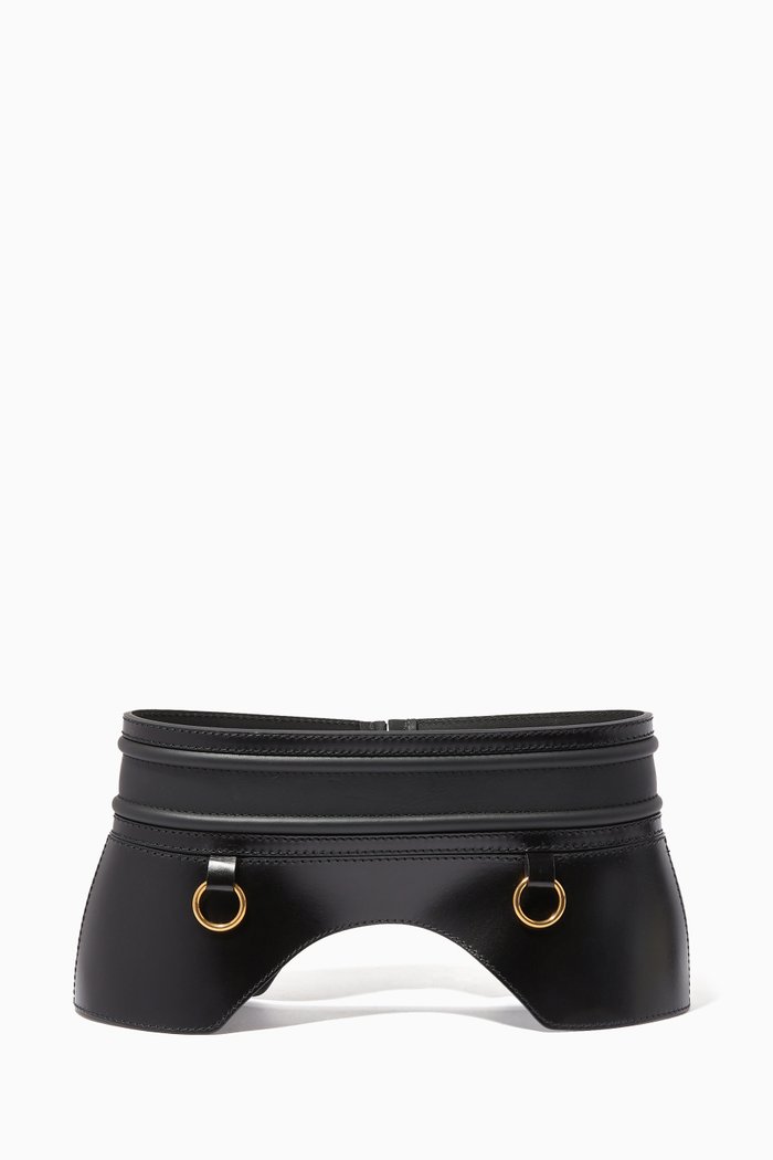 

Corset Leather Waist Belt, Black