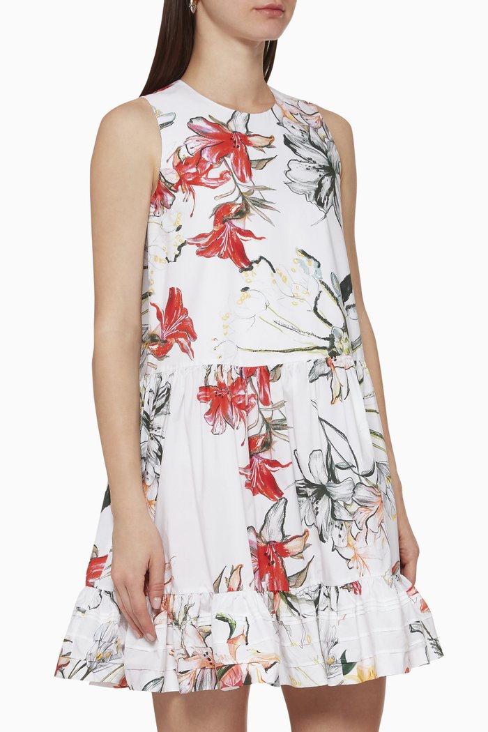

Endangered Flower Cotton Poplin Mini Dress, Multicolour