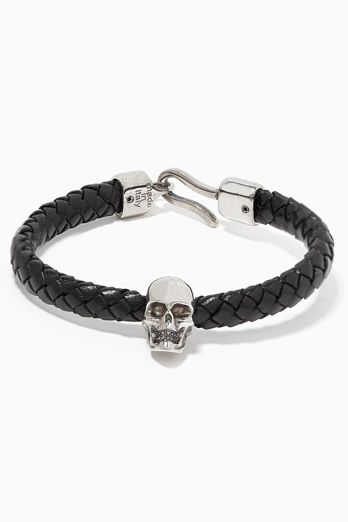 

Skull Leather Bracelet, Black