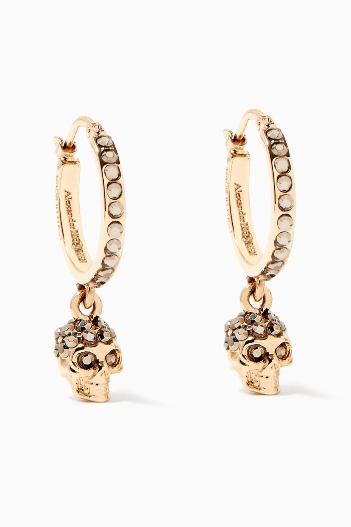 

Pavé Skull Hinge Earrings, Gold