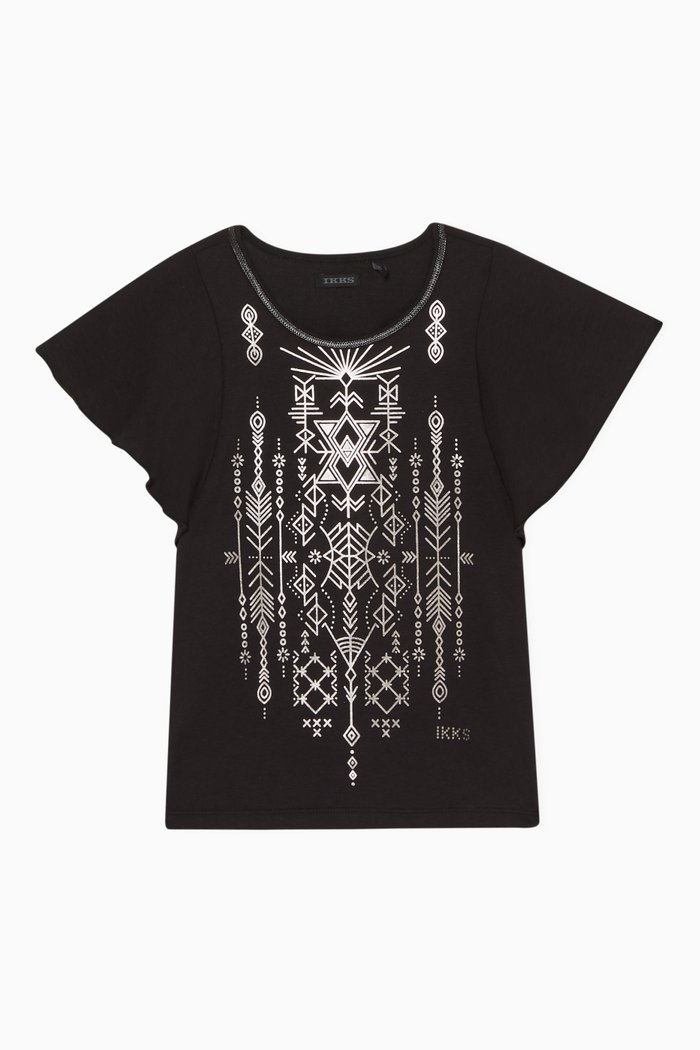 

Metallic Tribal Print T-Shirt, Black