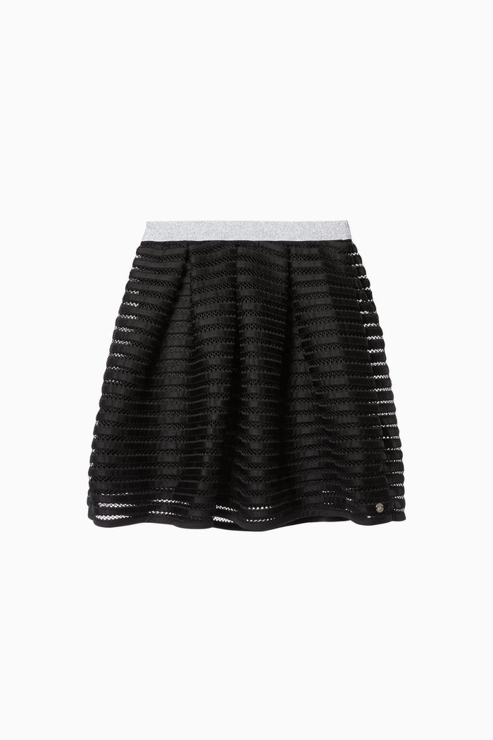 

Striped Mesh Skirt, Black