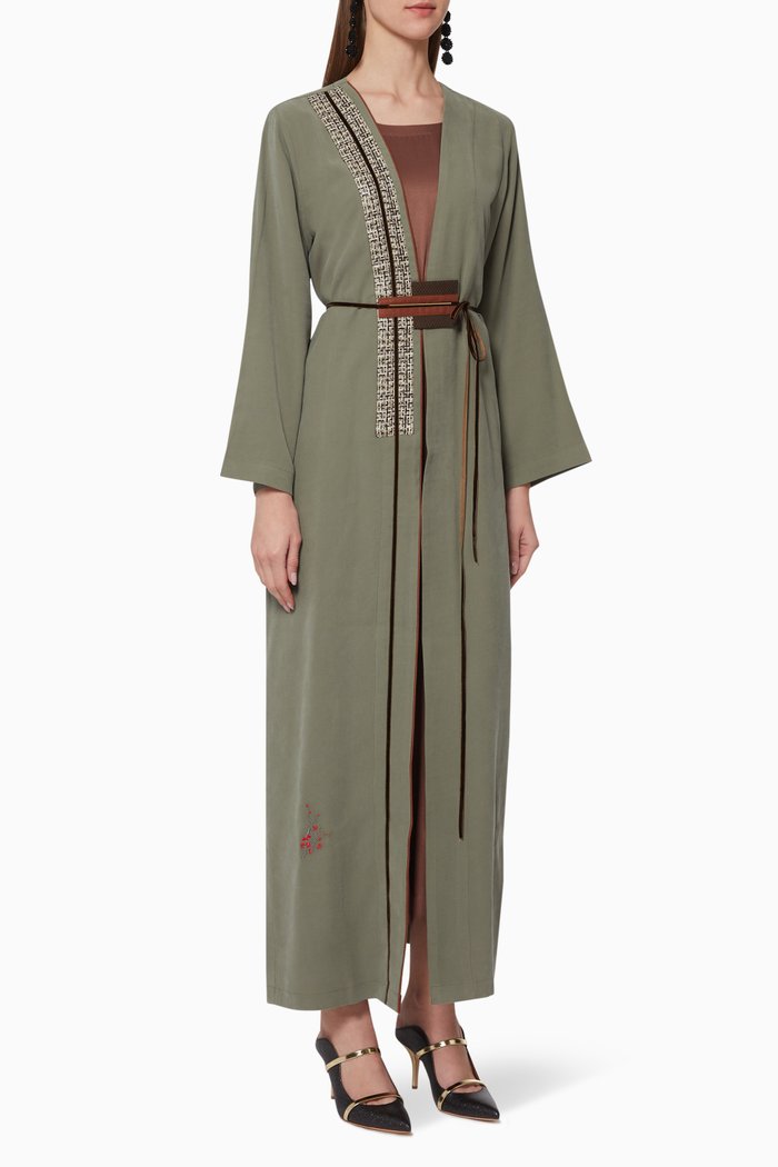 

Tencel Belted Abaya, Green