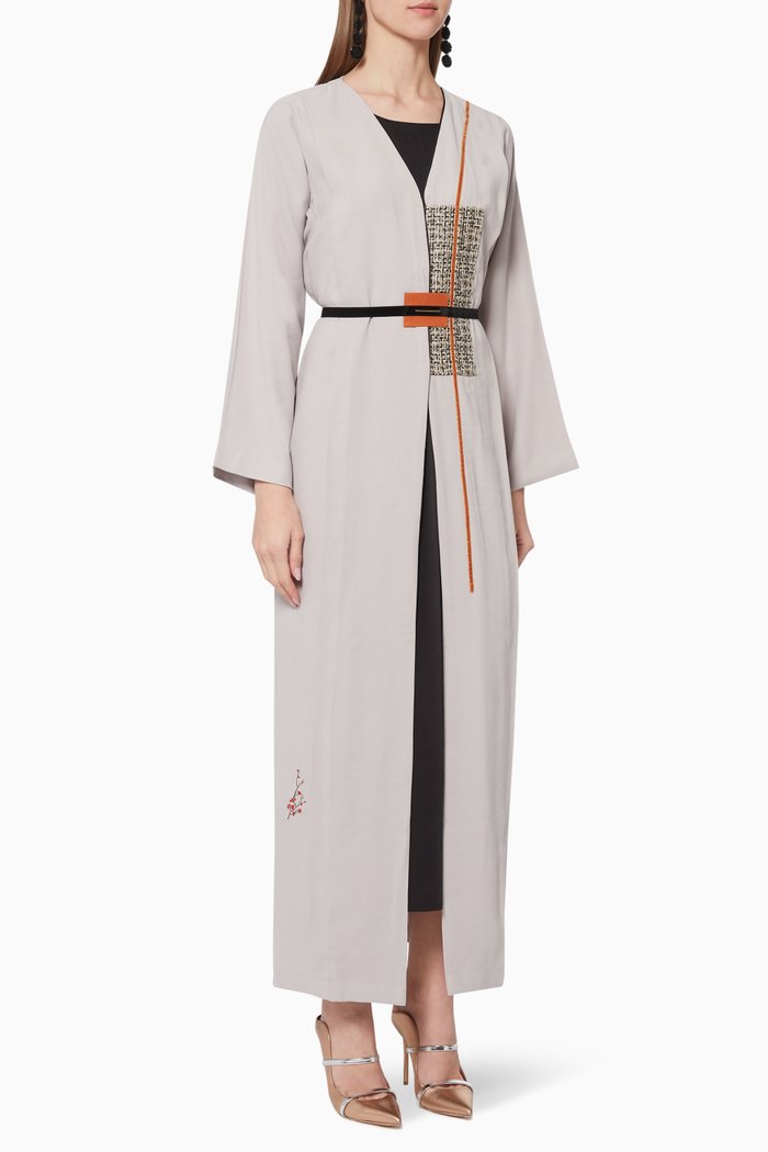 

Tencel Belted Abaya, Grey