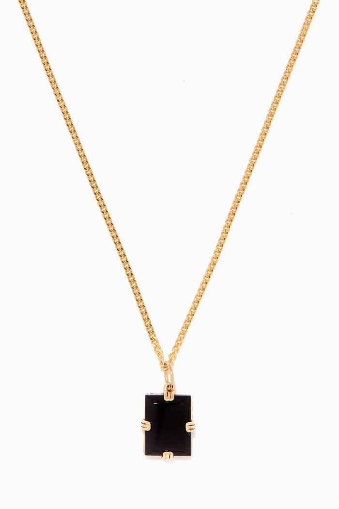 

Lennox Onyx Pendant Necklace in Gold Vermeil, Black
