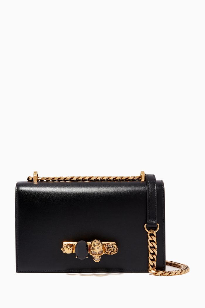 

Jewelled Leather Satchel, Black