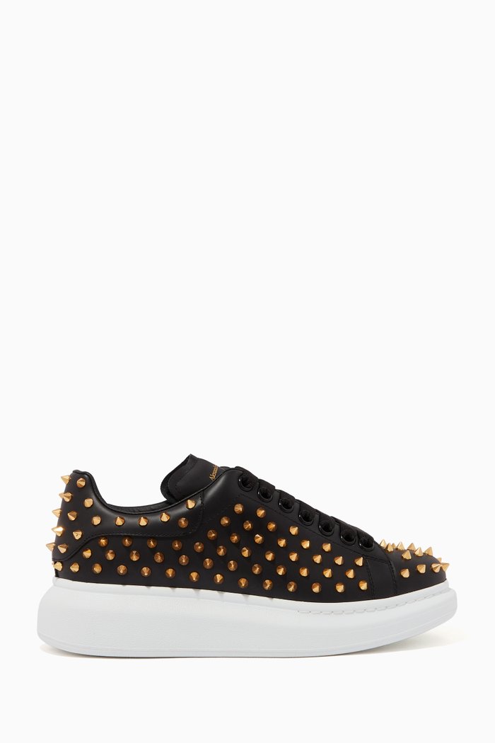 

Oversized Stud Leather Sneakers, Black