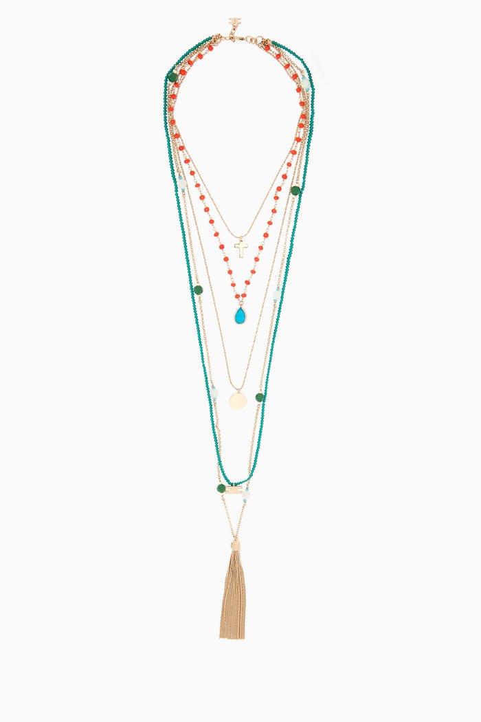 Multi-Strand Metal Necklace, Gold