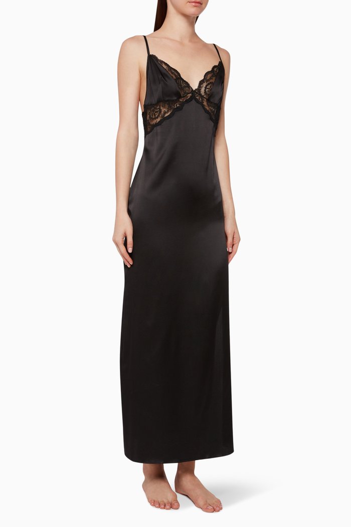 

Rita Silk Long Slip Dress, Black