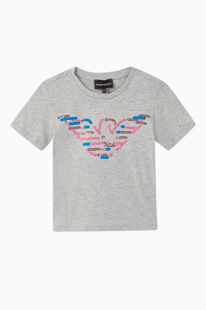 

EA Eagle Sequinned Jersey T-Shirt, Grey
