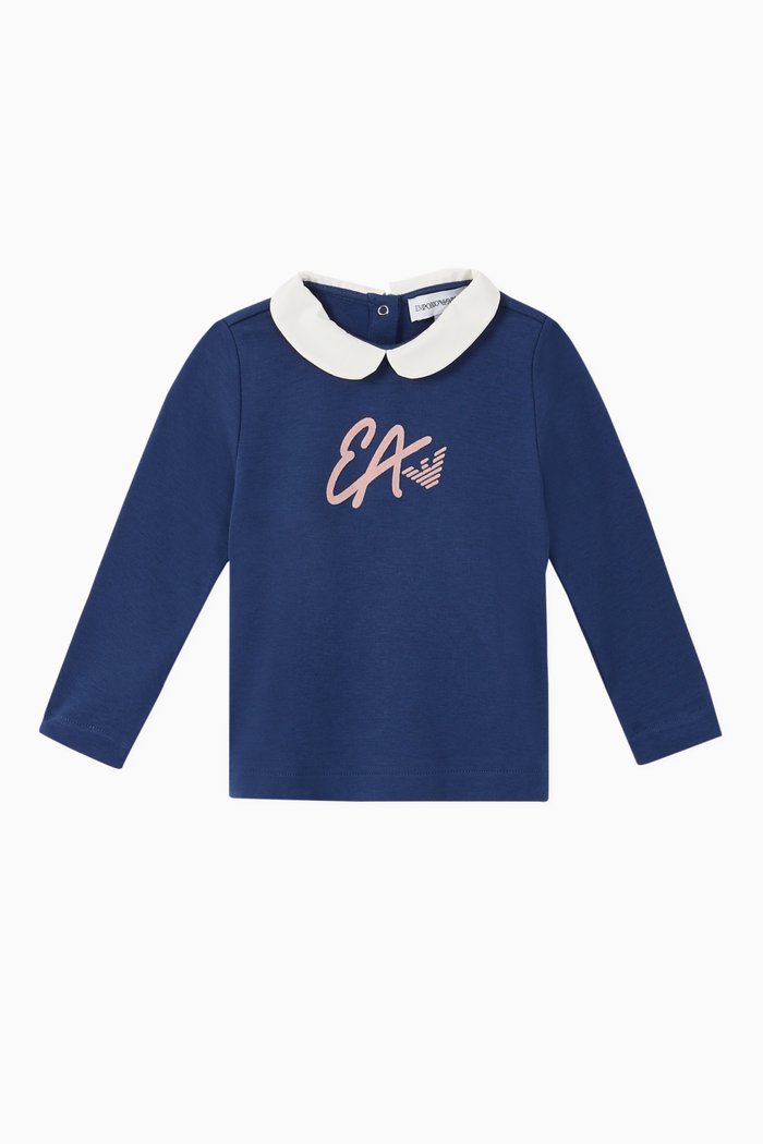 

EA Contrast Collar Cotton Top, Blue