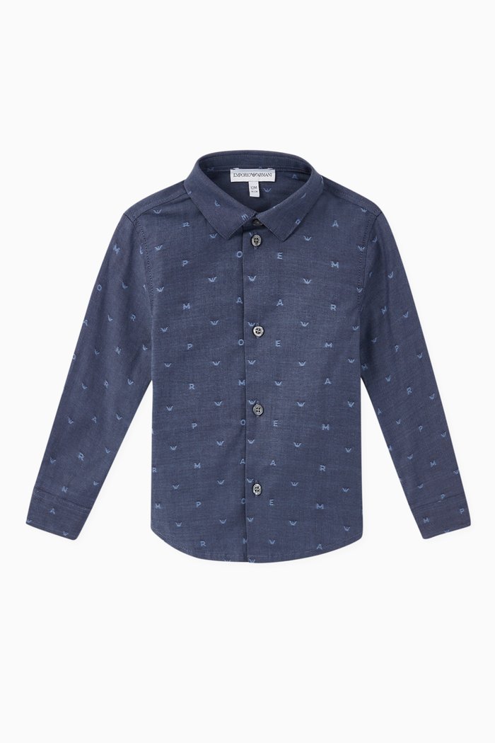 

Micro EA Cotton Blend Shirt, Blue