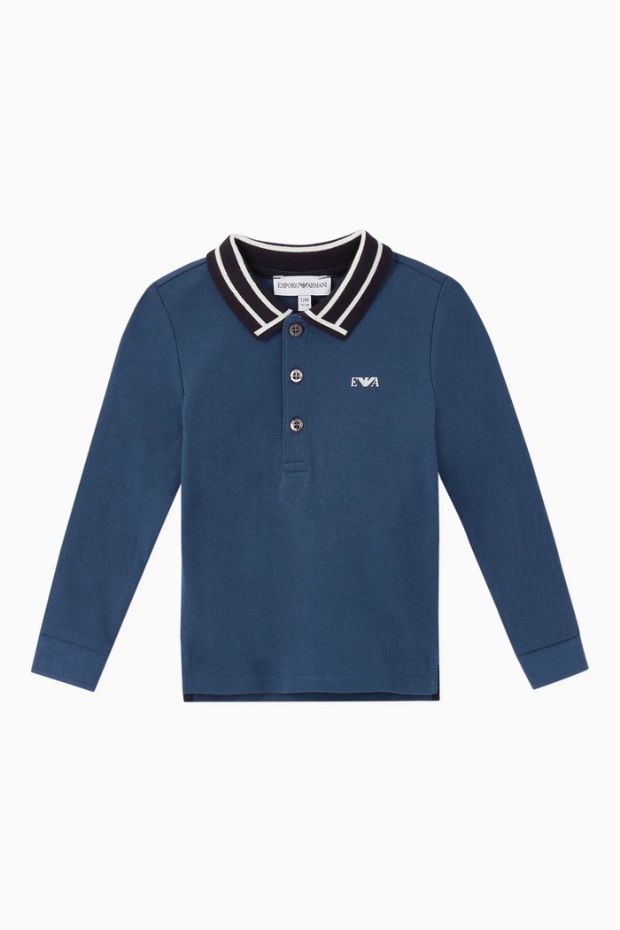 

EA Micro Contrast Collar Polo Shirt, Blue