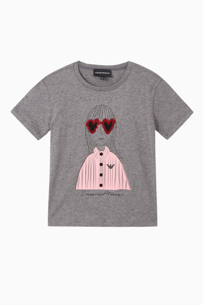 

Girl In Sequin Sunglasses Jersey T-Shirt, Grey