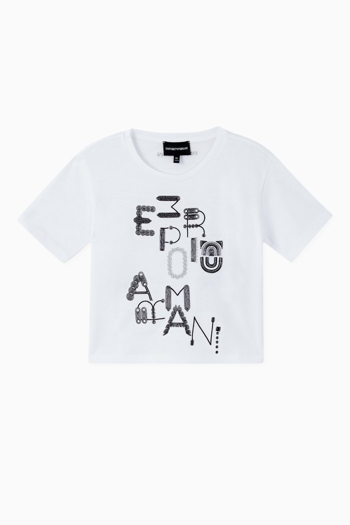 

Abstract Logo Embroidery Jersey T-Shirt, White