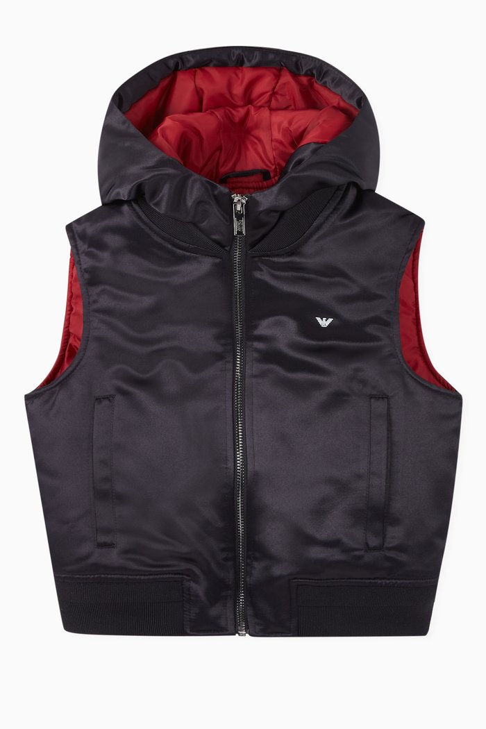 

Eagle Logo Poly Satin Puffer Vest, Blue