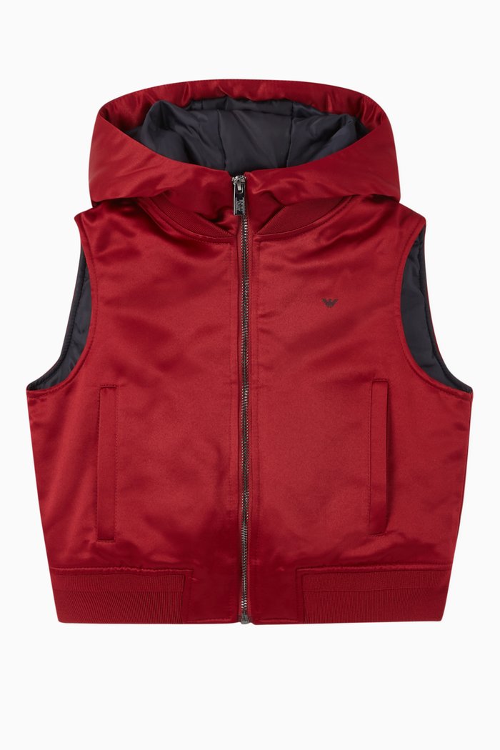 

Eagle Logo Poly Satin Puffer Vest, Red