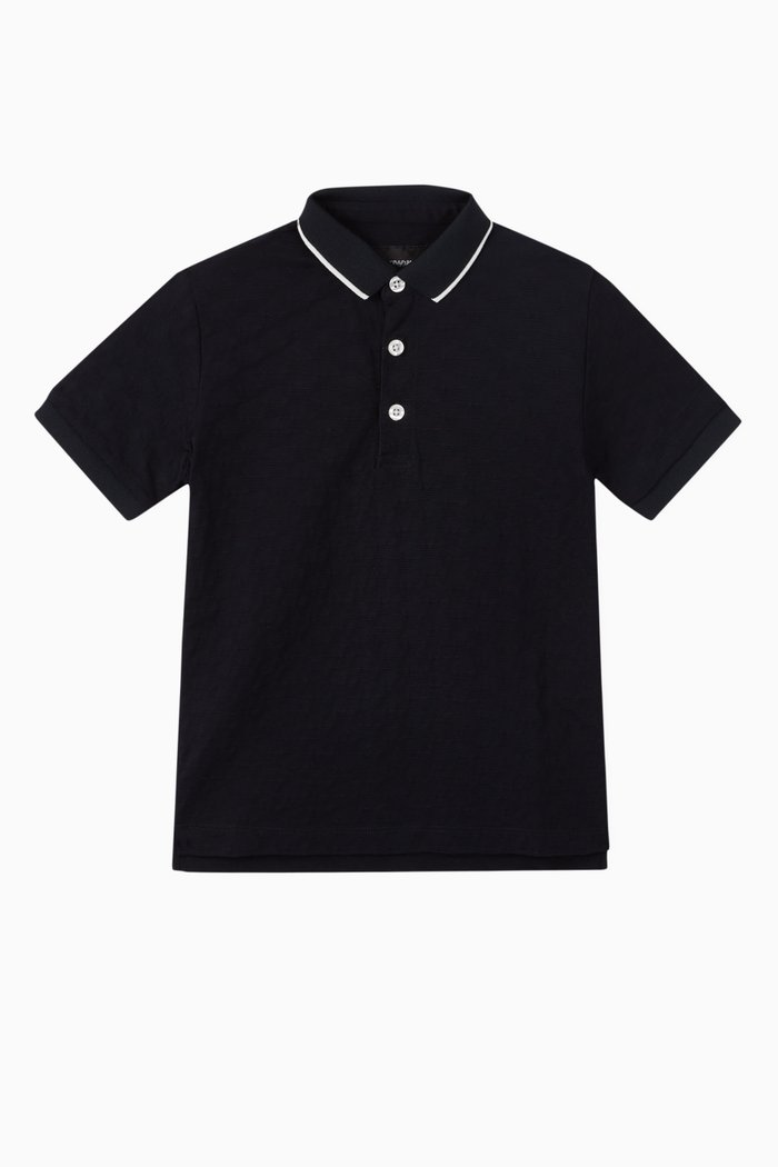 

Eagle Logo Knit Polo Shirt, Blue
