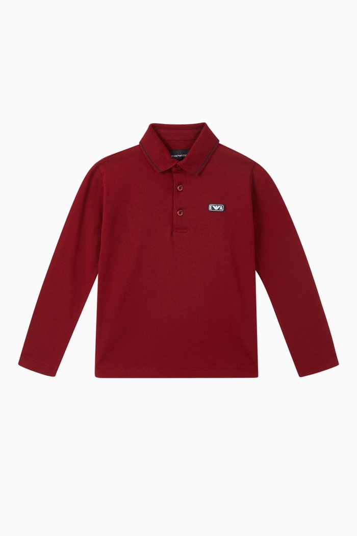 

Rubber Logo Patch Polo Shirt, Red
