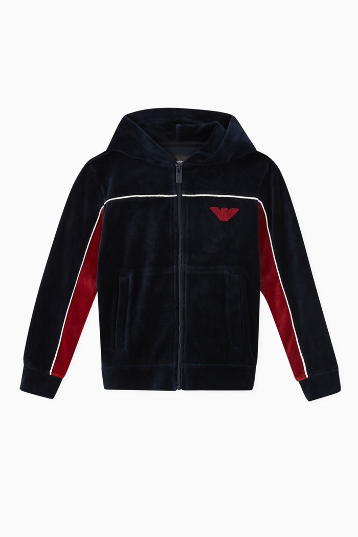 

Eagle Logo Chenille Hooded Sweatshirt, Blue