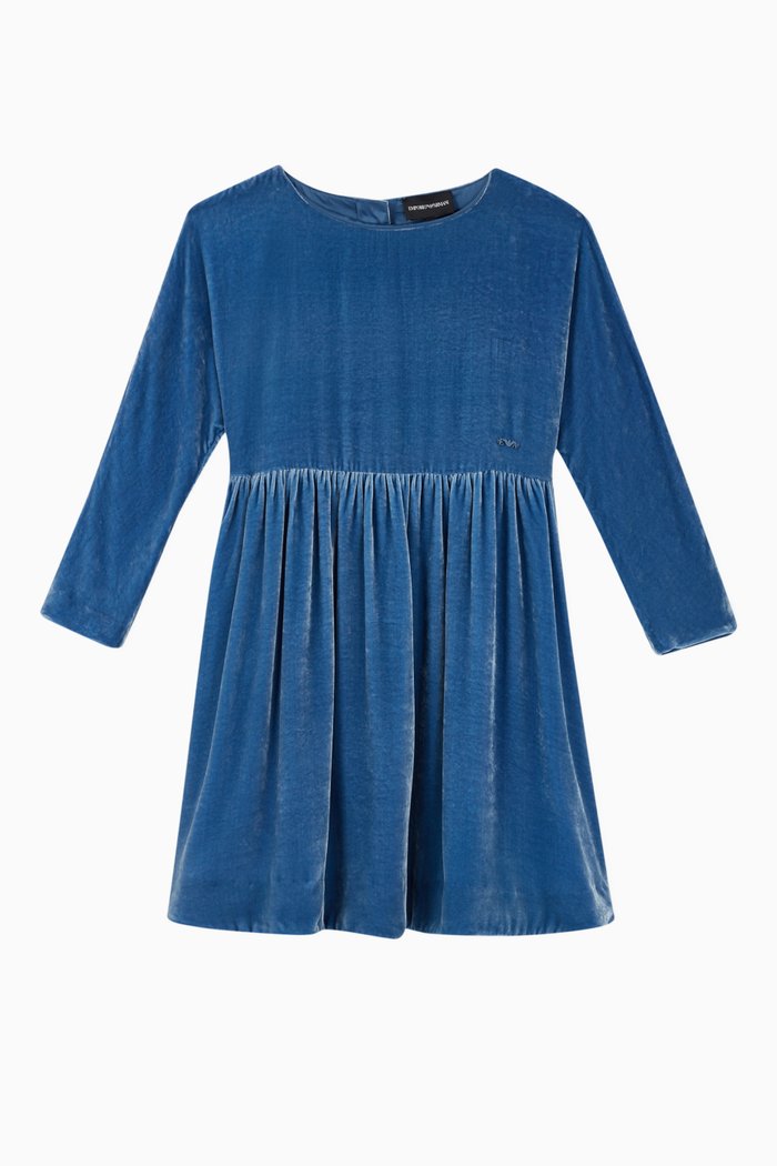 Chenille Silk Dress, Blue