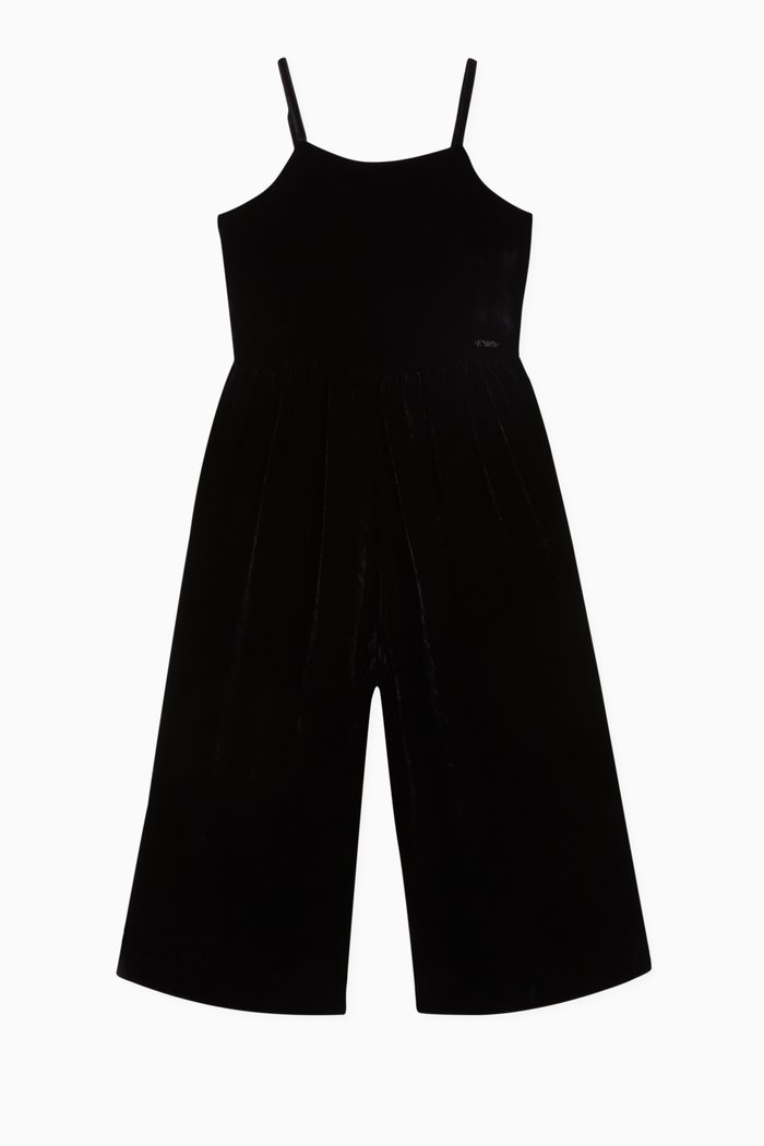 

Chenille Silk Wide-Leg Jumpsuit, Black