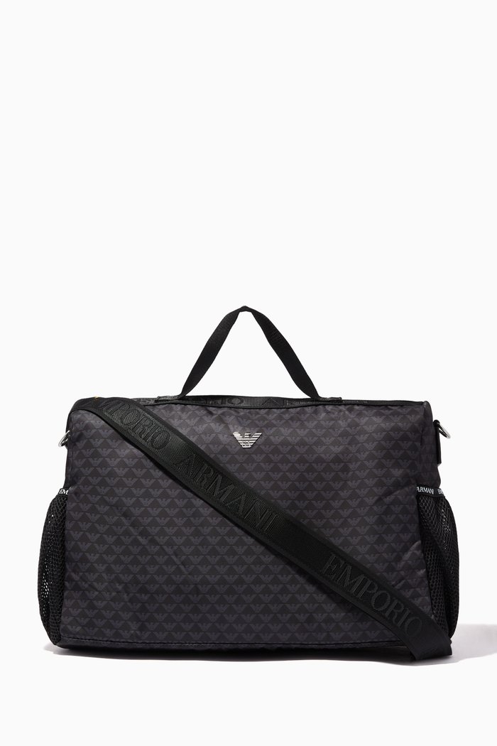 

EA Monogram Diaper Bag in Nylon, Black